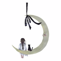 That's Mine wall sticker Moonlight pige med kat på månen